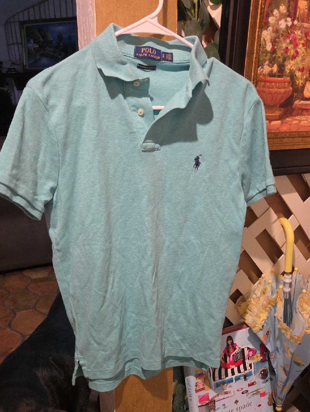 Polo by Ralph Lauren Men’s Aqua Polo Shirt with Navy Pony